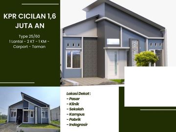 Rumah Dijual di Malang Bebas Banjir Bisa KPR 2KT Tipe 25/72