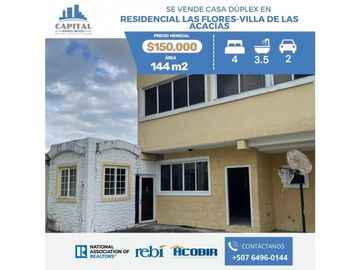 SE VENDE CASA DUPLEX EN RESIDENCIAL FLORES - VILLA DE LAS ACACIAS
