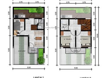 Rumah Murah 2 lantai 3 Kamar Tidur 2 Kamar Mandi Setiabudi