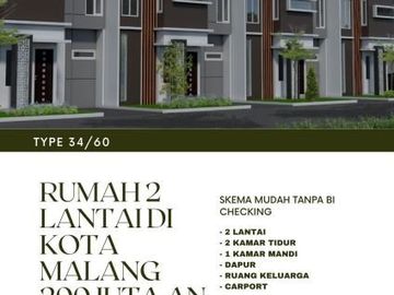Best Price 2 Lantai Rumah KPR Siap 2KT Tipe 34/60