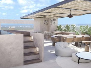Departamento con rooftop vista al mar, alberca privada en venta en Cozumel