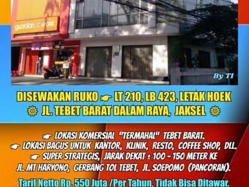 Disewakan Ruko di Jln Tebet Barat Dalam Raya Jakarta Selatan