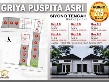 RUMAH IDAMAN DI KOTA WONOSARI HANYA 200 JUTAAN TYPE BESAR