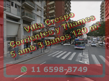 Departamento en Venta en Villa Crespo 5 ambientes 3 baños 120 m2 c balcón, al frente - Corrientes 5600