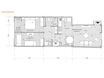 Departamentos Coral La Villa Flora 2 Dormitorios 64,81 m más balcón 3,06 m Crédito VIP