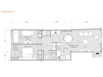 Departamentos Coral La Villa Flora 2 Dormitorios 64,81 m más balcón 3,06 m Crédito VIP