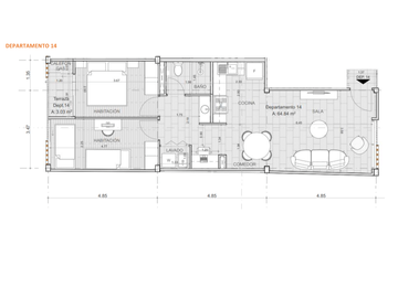 Departamentos Coral La Villa Flora 2 Dormitorios 64,81 m más balcón 3,06 m Crédito VIP