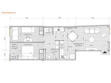 Departamentos Coral La Villa Flora 2 Dormitorios 64,81 m más balcón 3,06 m Crédito VIP