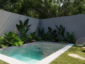 Casa con alberca y jardín privado, estacionamiento para 2 autos, cuarto de lavad