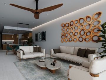 Condo con terraza que tiene vista al mar, cuatro recamaras, alberca, pre-venta,