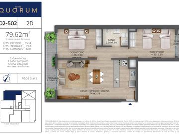 Apartamento 2 dormitorios y 2 terrazas en Aguada, Montevideo