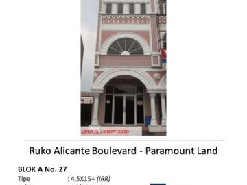 Ruko Alicante Boulevard Invest Bagus Ready Stock di Gading Serpong