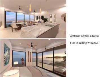 Condominio con vista al mar, techos altos, club de playa, concierge, carril de n