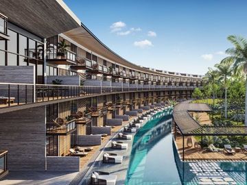 Condominio 2 recamaras + estudio, con club de playa, campo de golf, amenidades e