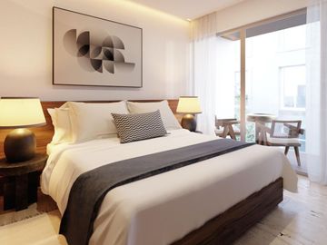 Condominio con alberca infinity, jacuzzi, area de hamacas, gimnasio, co-working,
