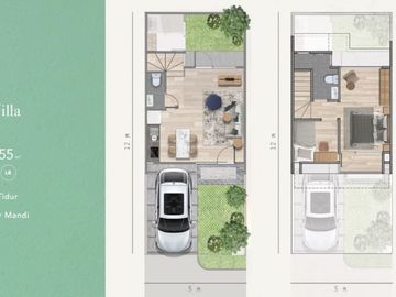 Rumah Modern 2 Lantai 2 Kamar Tidur di Lippo Village Barat Cendana Parc