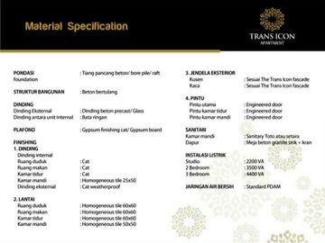 Apartemen Trans Icon 2BR-D CITY AND POOL VIEW LANTAI 06-11