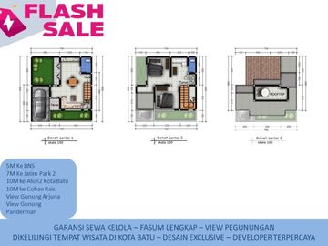 3 Lantai Rumah Batu Tipe 75 View Gunung Arjuna