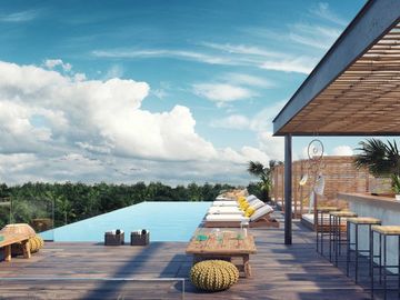 Estudio Penthouse, paseo de arte, area comercial, estilo Boho, amenidades y serv