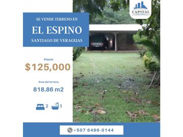 Se vende terreno de 818.86m² en El Espino, Santiago Veraguas