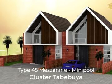Rumah Mezzanine Desain Tropical Modern dilengkapi Minipoo Pertama di Bogor dekat Kawasan Wisata