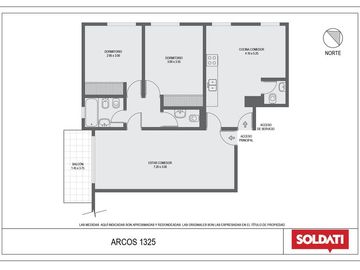 Arcos 1300 - Excelente 3 ambientes super luminoso!!