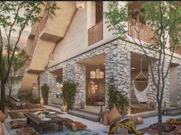 Departamento con alberca privada y gran patio de 60 m2, galeria de arte, alberca