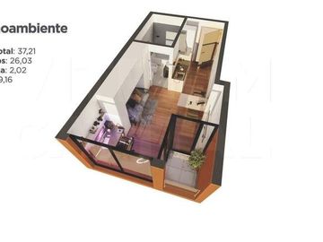 Monoambiente con terraza en Centro, Montevideo