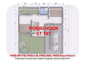 Posisi Hook Rumah Lingkungan Asri Udara Bersih 2KT Tipe 25/107