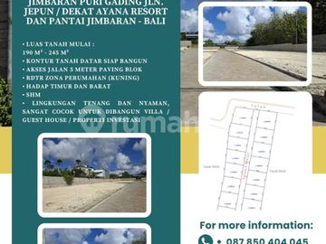 Dijual Tanah Lingkungan Elit Jimbaran Puri Gading