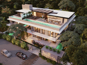 Estudio con jardín, acabados de lujo, bar, alberca infinity, area de yoga y gym