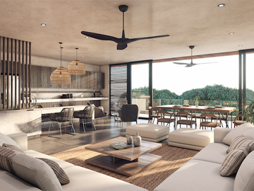 Estudio con jardín, acabados de lujo, bar, alberca infinity, area de yoga y gym