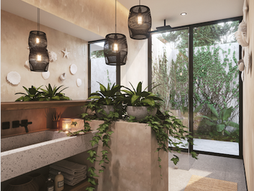 Estudio con jardín, acabados de lujo, bar, alberca infinity, area de yoga y gym