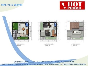 3 Lantai Rumah Malang Batu Tipe 75 Pusat Kota Batu