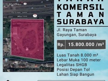 TANAH KOMERSIAL RAYA TAMAN GAYUNGAN SURABAYA