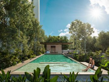 Departamento con terraza y amenidades, piscina, gym, area de yoga, bbq area