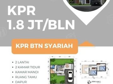 Stock Terbatas 2 Lantai Rumah KPR Siap 2KT Tipe 34/60