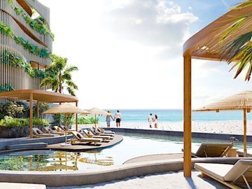 Departamento frente al mar, con jardín, alberca frente al mar, diseño único