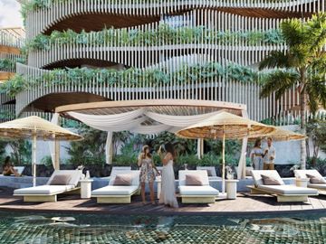 Departamento frente al mar, con jardín, alberca frente al mar, diseño único