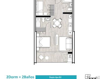 Departamento Frente al Mar 2D+2B TIPO B2/ desde UF4.266