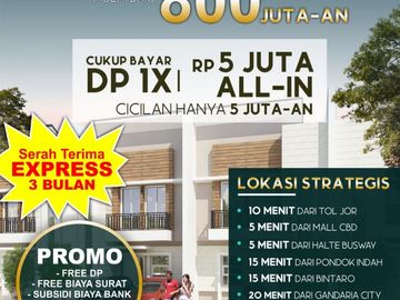 2-storey luxury house only 10 minutes from the JOR toll gate and 15 minutes from Pondok Indah, South Jakarta