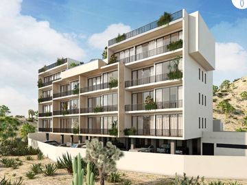 Departamento con rooftop y alberca, area de asador, gimnasio, parque para perros, salon de usos multiles, pre-construccion, venta Cabo San Lucas
