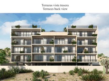 Departamento con rooftop y alberca, area de asador, gimnasio, parque para perros, salon de usos multiles, pre-construccion, venta Cabo San Lucas