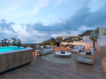 Departamento con rooftop y alberca, area de asador, gimnasio, parque para perros, salon de usos multiles, pre-construccion, venta Cabo San Lucas