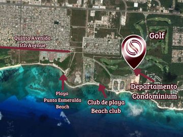 Condo con 2 terrazas, cuarto de servicio, alacena oculta, vista al campo de golf, en venta, Corasol Playa del Carmen.