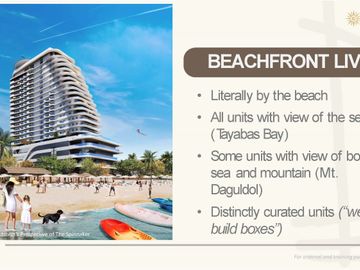 For Sale:  36.6 SQM Beachfront Studio Condo Unit in Batangas at The Spinnaker