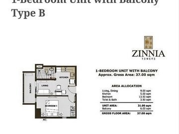 1BR Condo Unit for Sale at Zinnia Towers ,Balintawak Quezon City