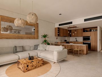 Departamento con amenidades premium, vista al campo de golf, en venta Corasol,  Playa del Carmen.