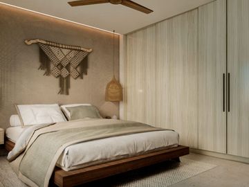 Departamento con amenidades premium, vista al campo de golf, en venta Corasol,  Playa del Carmen.