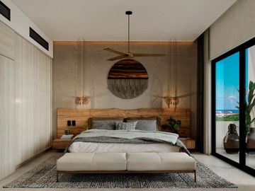 Departamento con amenidades premium, vista al campo de golf, en venta Corasol,  Playa del Carmen.
